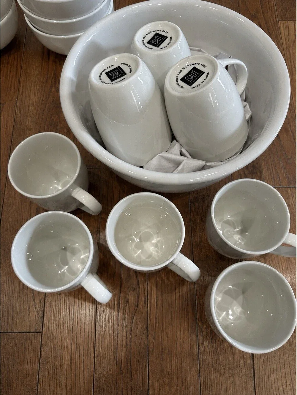 SALT Porcelain 28-Piece Set, White Solid Round Dishwasher & Microwave Safe